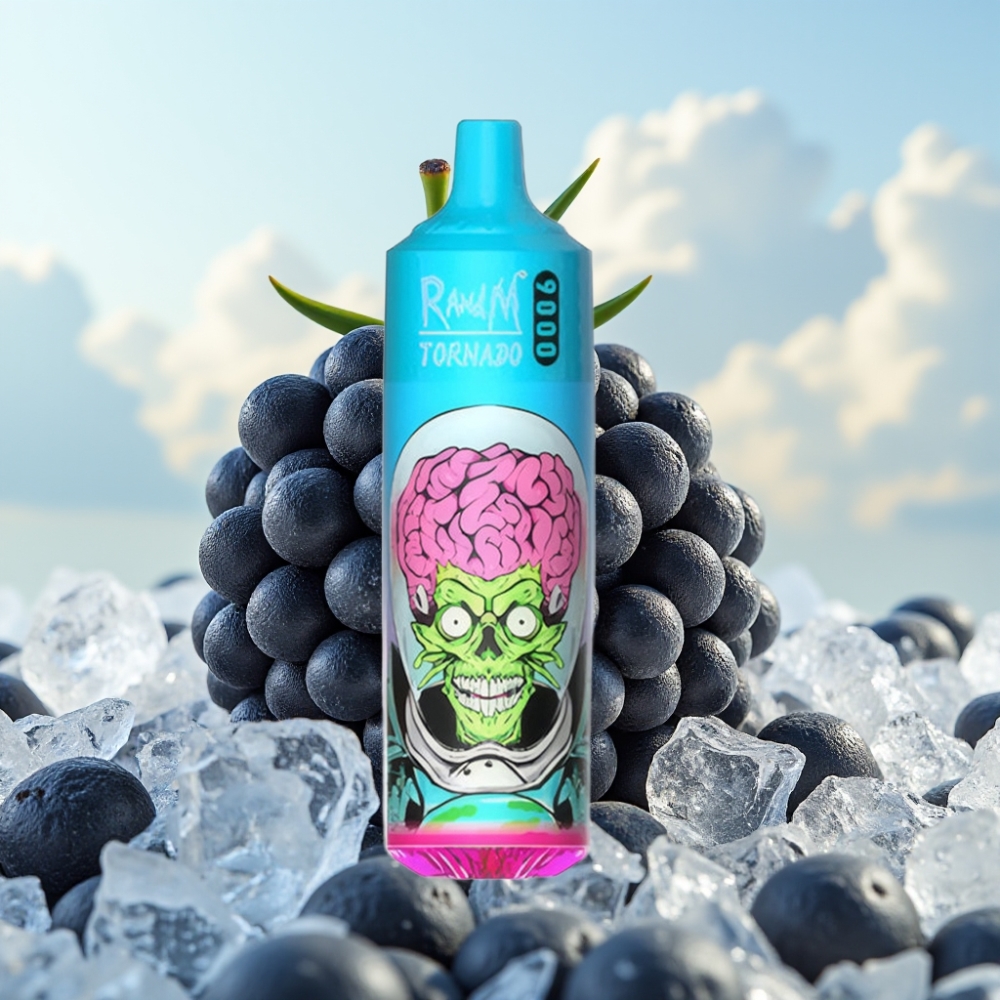 RandM Tornado 9000 Puffs Dispozabil Vape Crni Zmaj Led – 850 mAh, 18 mL, Mesh Coil, RGB Display