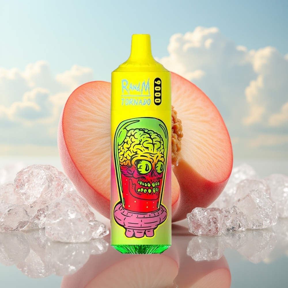 RandM Tornado 9000 Puffs Dispozabil Vape Letnja Breskva Led – 850 mAh, 18 mL, Mesh Coil, RGB Display