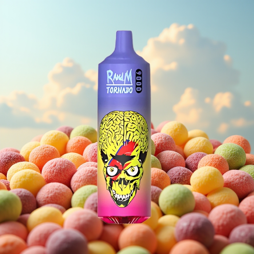 RandM Tornado 9000 Puffs Dispozabil Vape Skittles – 850 mAh, 18 mL, Mesh Coil