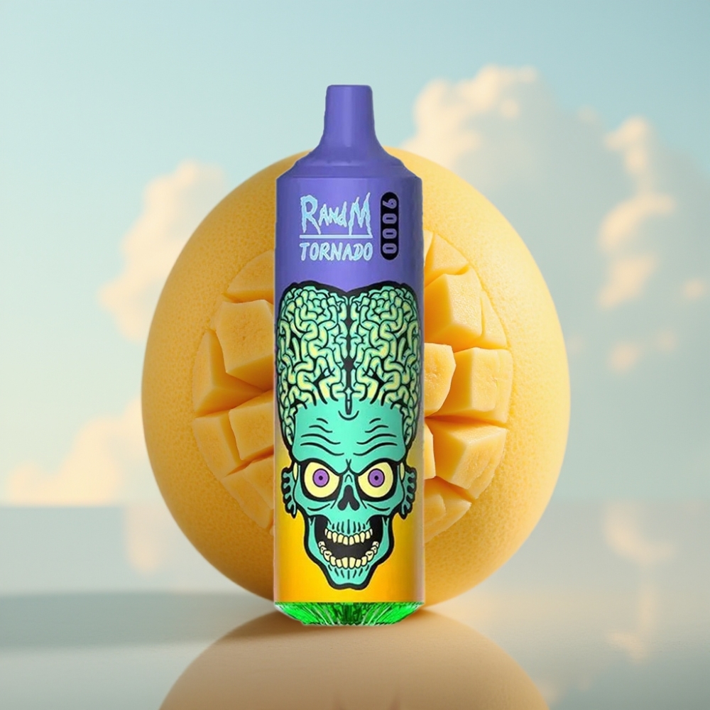 RandM Tornado 9000 Puffs Dispozabilna Vape (850 mAh, 18 mL, Mesh Coil, RGB Display, Šumadija Mango)
