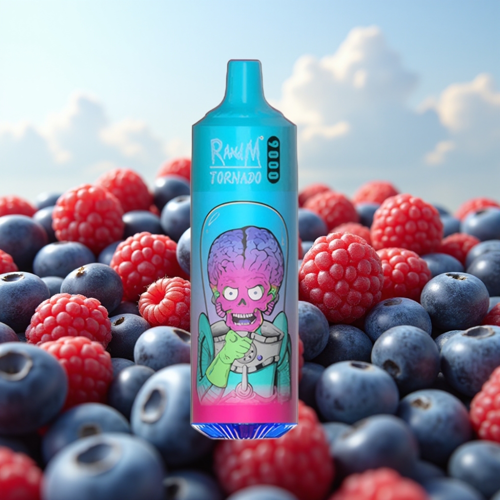 RandM Tornado 9000 Puffs Dispozabilna Vape Borovnica Malina sa 18 mL tečnosti, 850 mAh baterija, Mesh Coil