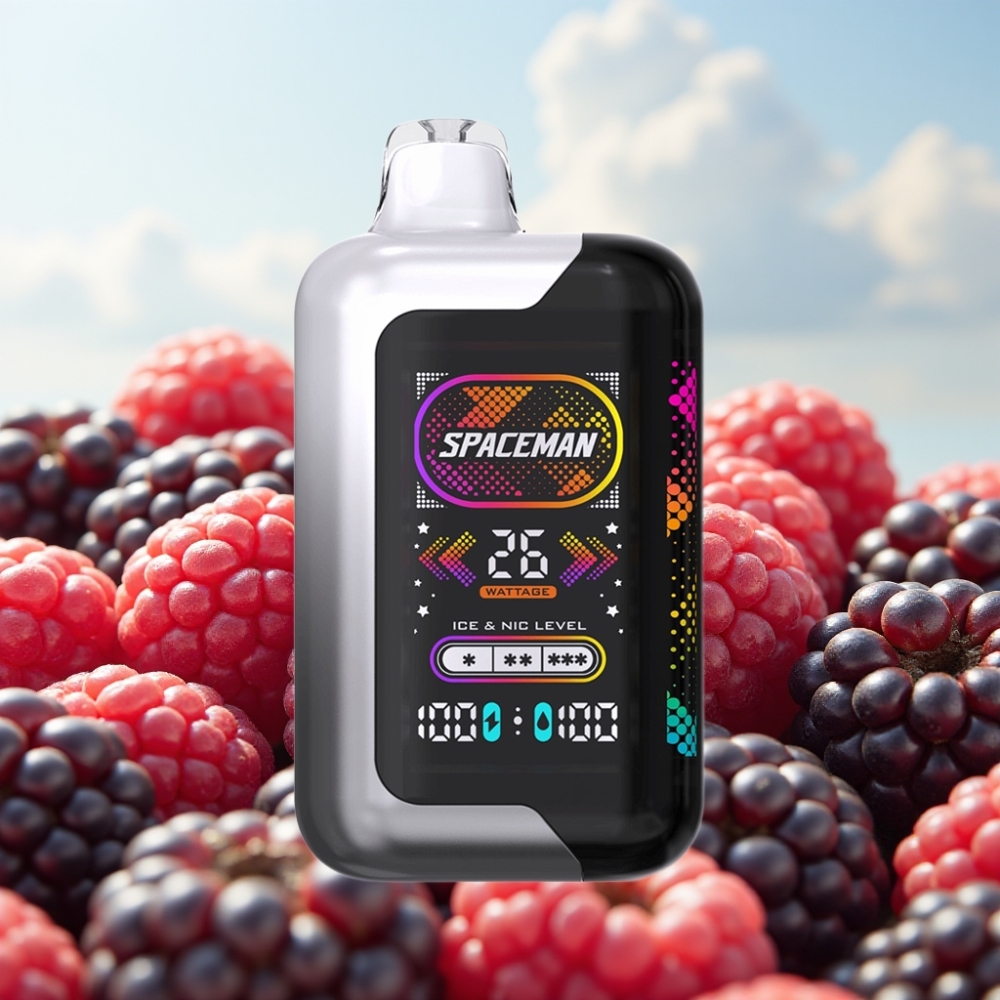 Spaceman SP40000 Zero Nikotin Disposable - 20ml, 0% nikotina, 1000mAh baterija, 40000 pufova, 4 nivoa snage, tipa kupina malina